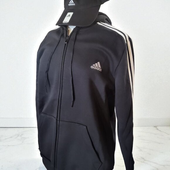 ADIDAS Set 2 piecesActive Jacket 3 Striped women Black XL/ADIDAS black hat women - Picture 3 of 5
